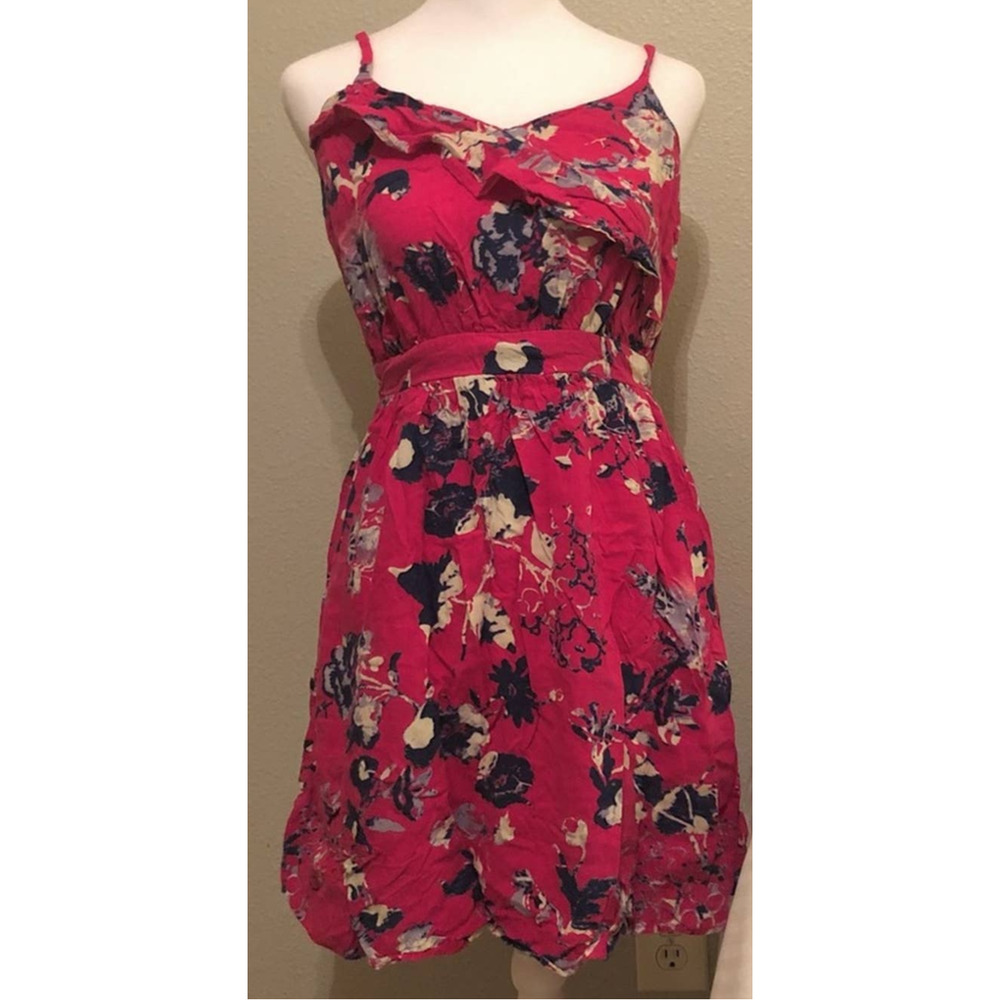 Xhilaration Hot Pink, Blue and White Floral Mini Sundress